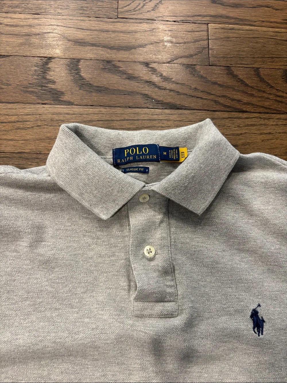 Polo by Ralph Lauren Men's Long-Sleeve Gray Polo Shirt size M